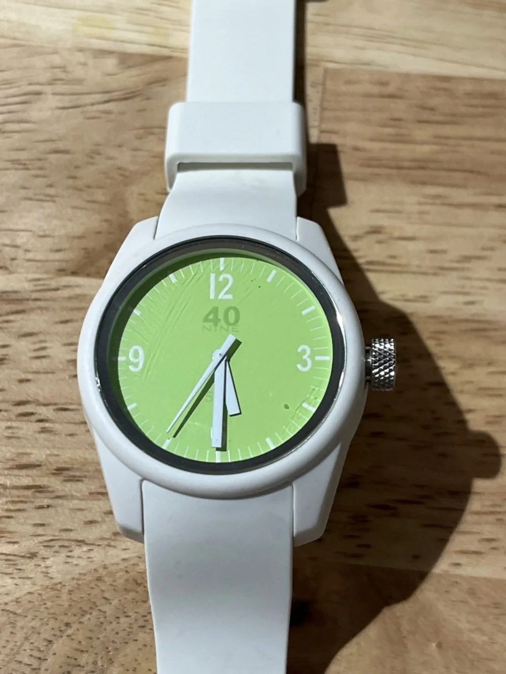 40 Nine White Silicone Watch with Lime Green face
